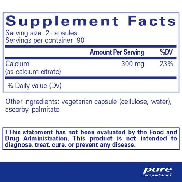Pure Encapsulations, Calcium (Citrate), 180 Capsules