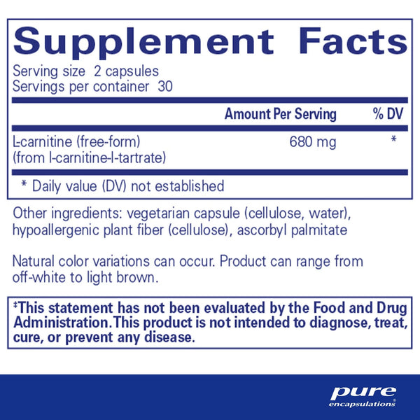 Pure Encapsulations, L-Carnitine, 60 Capsules