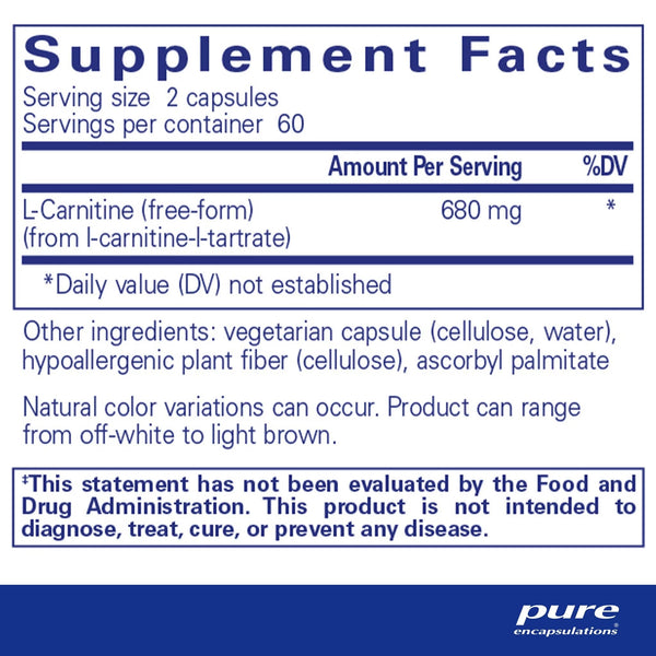 Pure Encapsulations, L-Carnitine, 120 Capsules