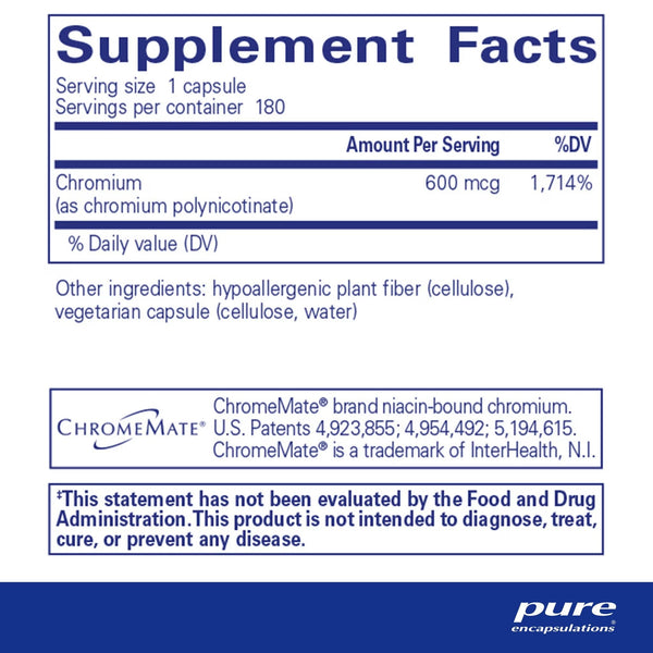 Pure Encapsulations, ChromeMate GTF 600, 180 Capsules