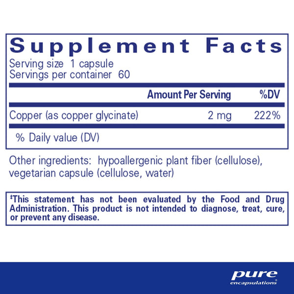 Pure Encapsulations, Copper (Glycinate), 60 Capsules