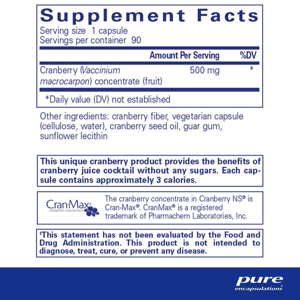 Pure Encapsulations, Cranberry NS, 90 Capsules