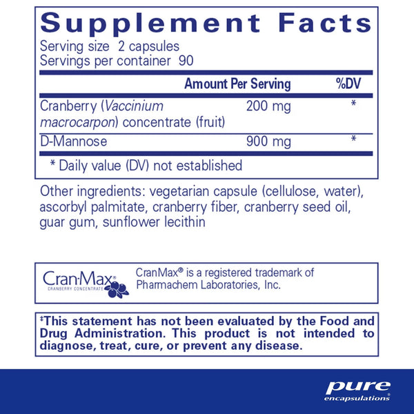 Pure Encapsulations, Cranberry/D-Mannose, 180 Capsules