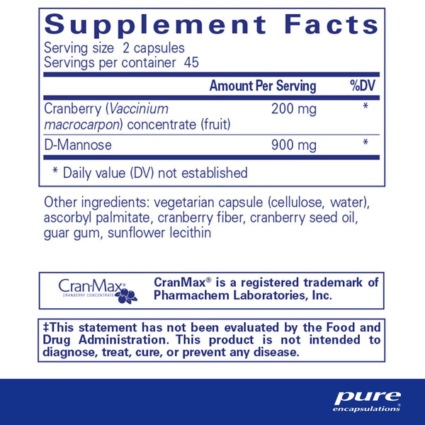 Pure Encapsulations, Cranberry/D-Mannose, 90 Capsules