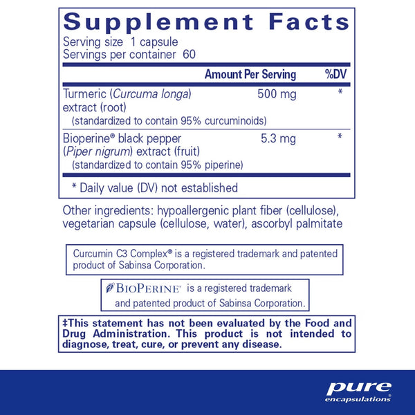 Pure Encapsulations, Curcumin 500 with Bioperine, 60 Capsules