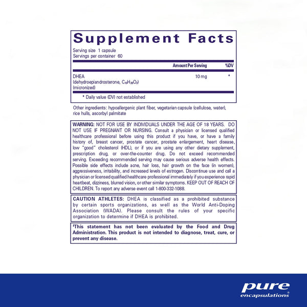 Pure Encapsulations, DHEA, 10 mg, 60 Capsules