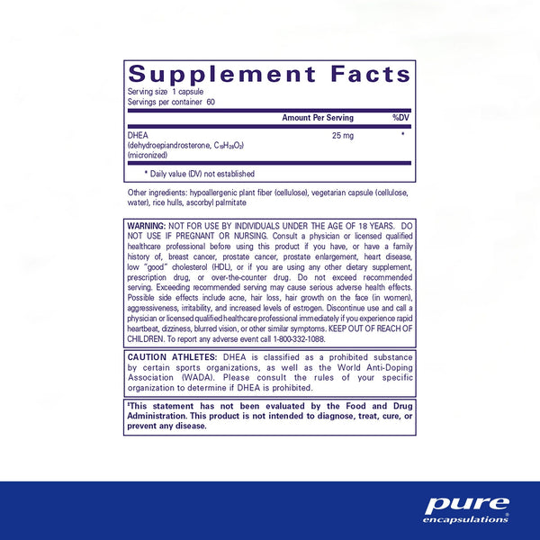 Pure Encapsulations, DHEA, 25 mg, 60 Capsules