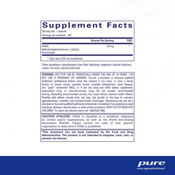 Pure Encapsulations, DHEA, 25 mg, 180 Capsules