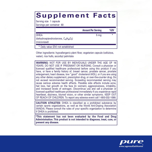 Pure Encapsulations, DHEA, 5 mg, 60 Capsules