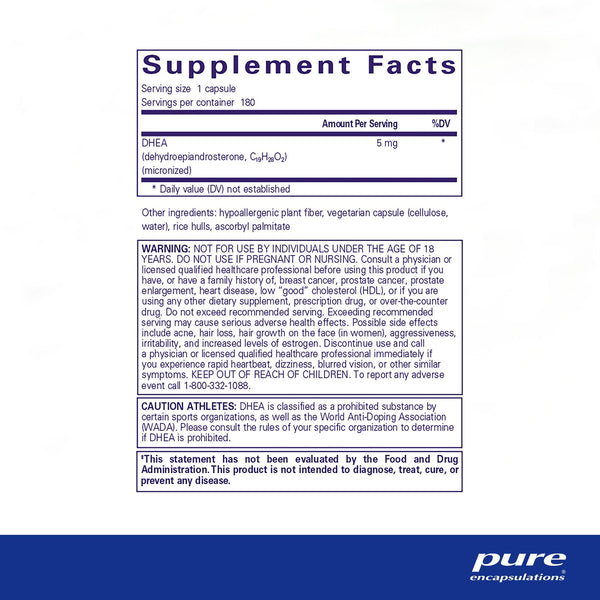 Pure Encapsulations, DHEA, 5 mg, 180 Capsules