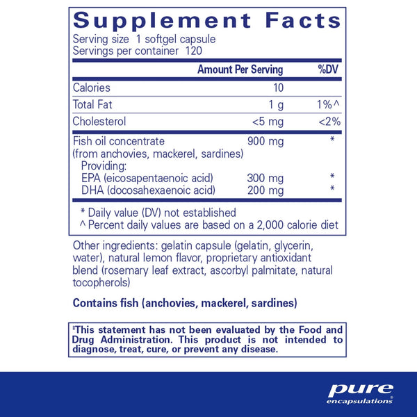 Pure Encapsulations, EPA/DHA with lemon, 120 Softgel Capsules