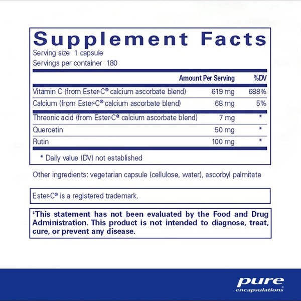 Pure Encapsulations, Ester-C and flavonoids, 180 Capsules