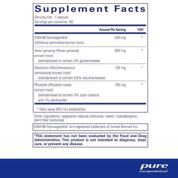 Pure Encapsulations, Energy Xtra, 60 Capsules
