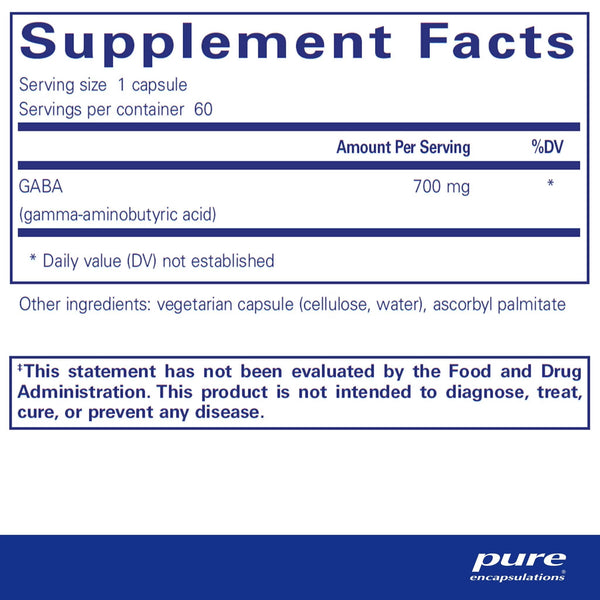 Pure Encapsulations, GABA, 60 Capsules
