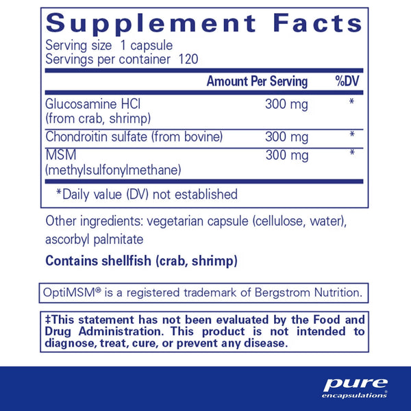 Pure Encapsulations, Glucosamine + Chondroitin with MSM, 120 Capsules