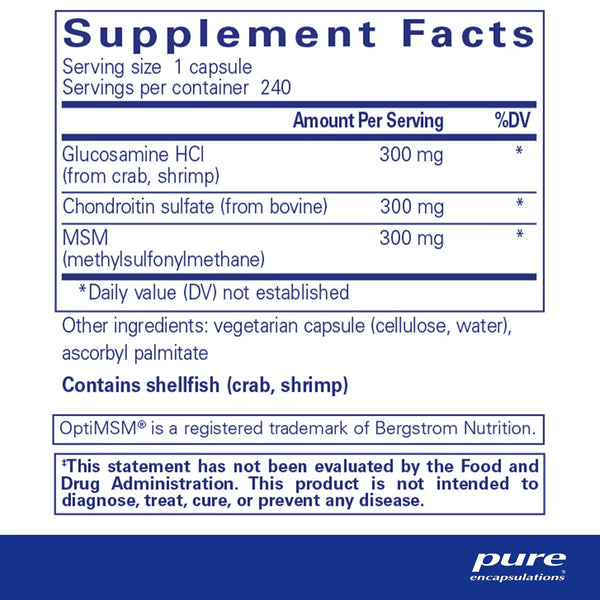 Pure Encapsulations, Glucosamine + Chondroitin with MSM, 240 Capsules