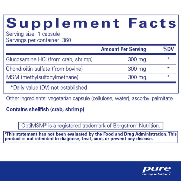 Pure Encapsulations, Glucosamine + Chondroitin with MSM, 360 Capsules