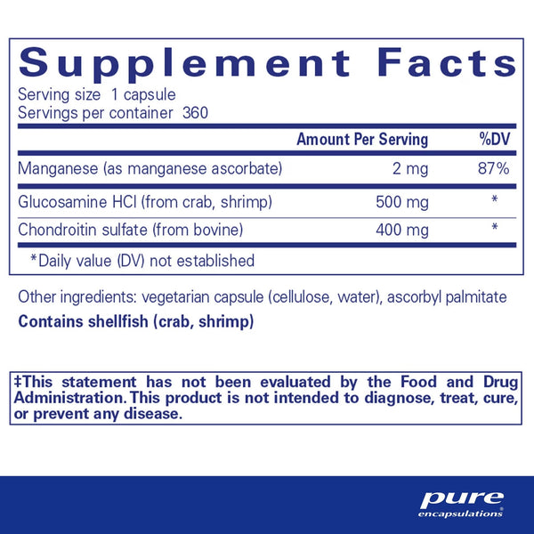 Pure Encapsulations, Glucosamine Chondroitin with Manganese, 360 Capsules