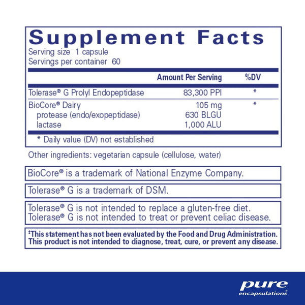 Pure Encapsulations, Gluten/Dairy Digest, 60 Capsules