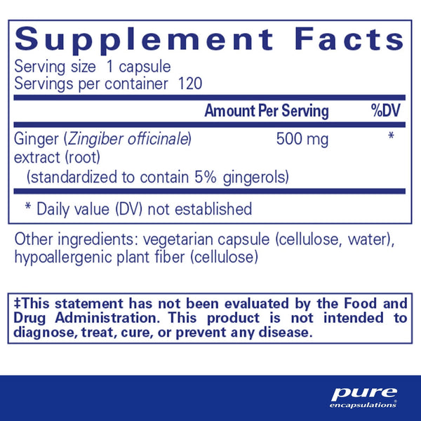 Pure Encapsulations, Ginger Extract, 120 Capsules