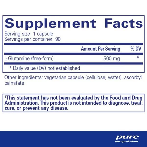 Pure Encapsulations, L-Glutamine, 500 mg, 90 Capsules
