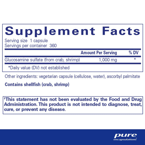 Pure Encapsulations, Glucosamine Sulfate, 1,000 mg, 360 Capsules