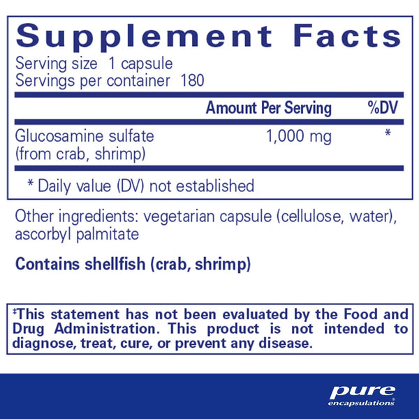 Pure Encapsulations, Glucosamine Sulfate, 1,000 mg, 180 Capsules