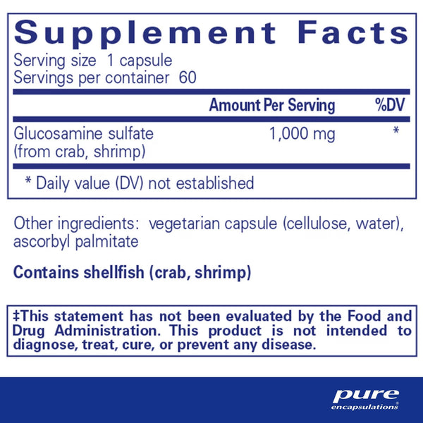 Pure Encapsulations, Glucosamine Sulfate, 1,000 mg, 60 Capsules