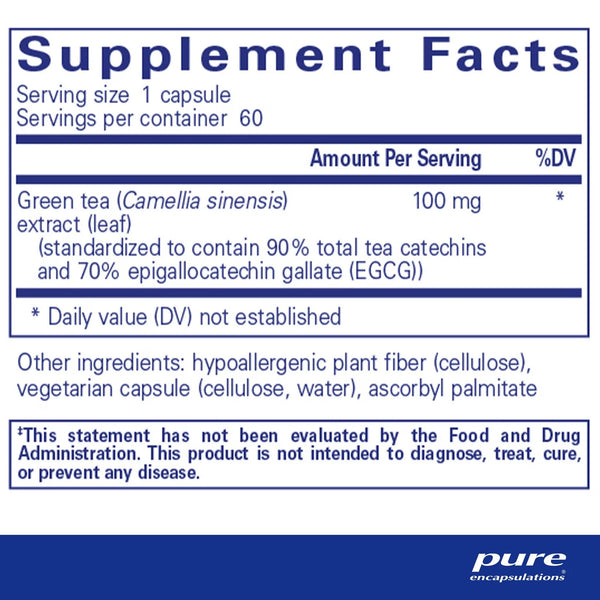 Pure Encapsulations, Green Tea Extract (Decaffeinated), 60 Capsules