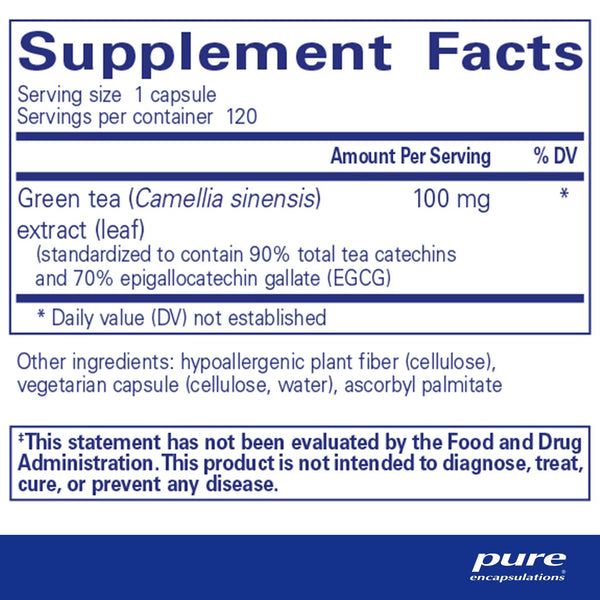 Pure Encapsulations, Green Tea Extract (Decaffeinated), 120 Capsules