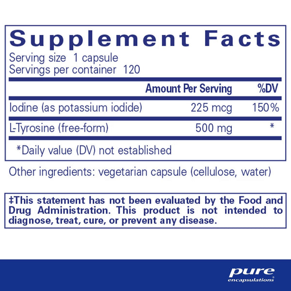 Pure Encapsulations, Iodine and Tyrosine, 120 Capsules