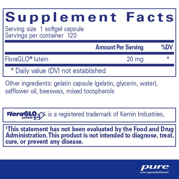 Pure Encapsulations, Lutein, 20 mg, 120 Softgel Capsules