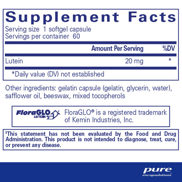 Pure Encapsulations, Lutein, 20 mg, 60 Softgel Capsules