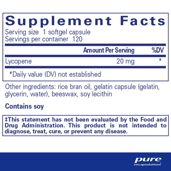 Pure Encapsulations, Lycopene, 20 mg, 60 Softgel Capsules
