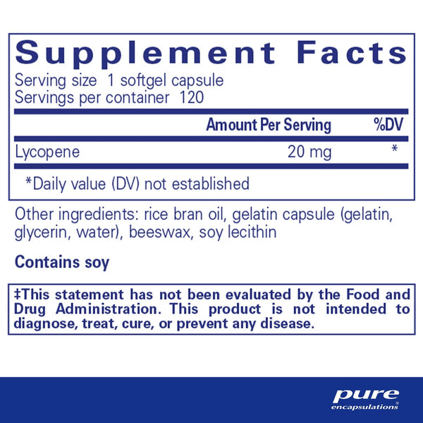 Pure Encapsulations, Lycopene, 20 mg, 120 Softgel Capsules