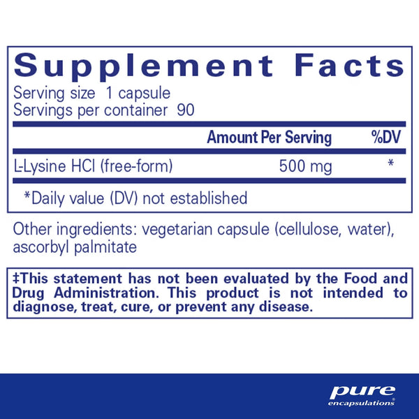 Pure Encapsulations, L-Lysine, 90 Capsules