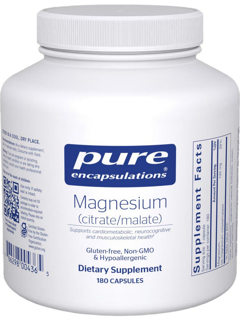 Pure Encapsulations, Mag (citrate/malate), 120 mg, 180 vcaps