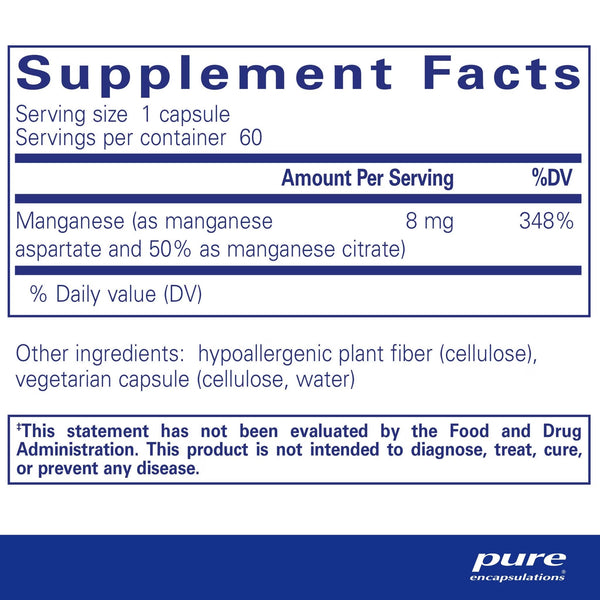 Pure Encapsulations, Manganese (Aspartate/Citrate), 60 Capsules