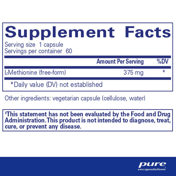Pure Encapsulations, L-Methionine, 60 Capsules