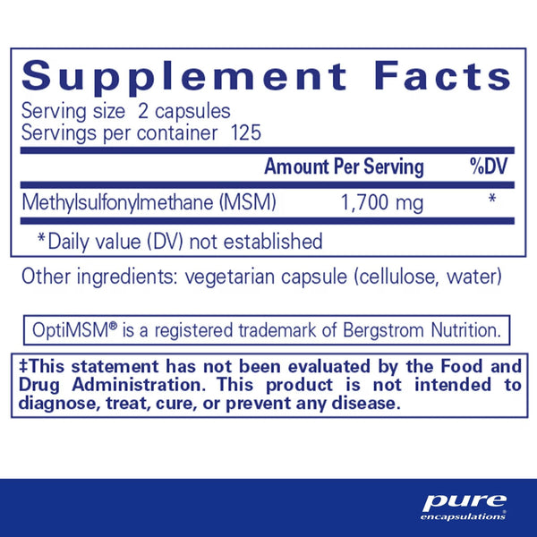 Pure Encapsulations, MSM Capsules, 250 Capsules
