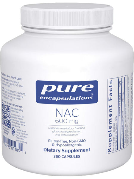 Pure Encapsulations, NAC, 600 mg, 360 caps