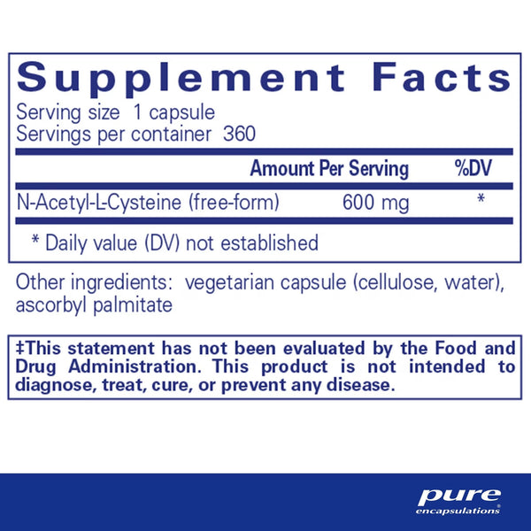 Pure Encapsulations, NAC, 600 mg, 360 Capsules