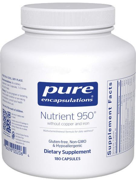 Pure Encapsulations, Nutrient 950 w/o Cu & Fe, 180 vcaps