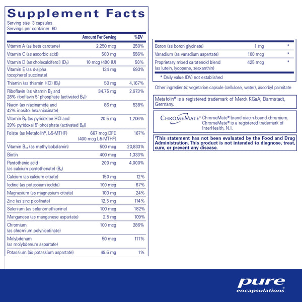Pure Encapsulations, Nutrient 950 w/o Cu & Fe, 180 vcaps