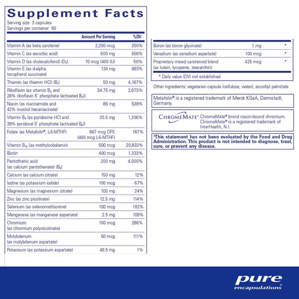 Pure Encapsulations, Nutrient 950 Without Copper and Iron, 180 Capsules