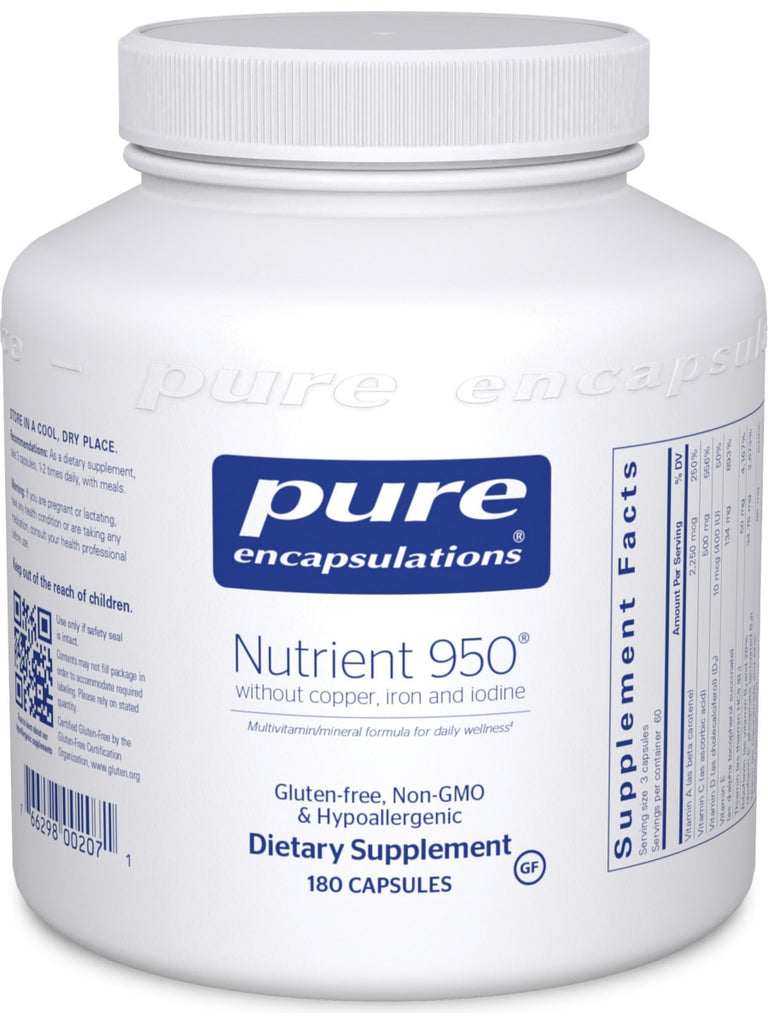 Pure Encapsulations, Nutrient 950 w/o Cu Fe & I, 180 vcaps