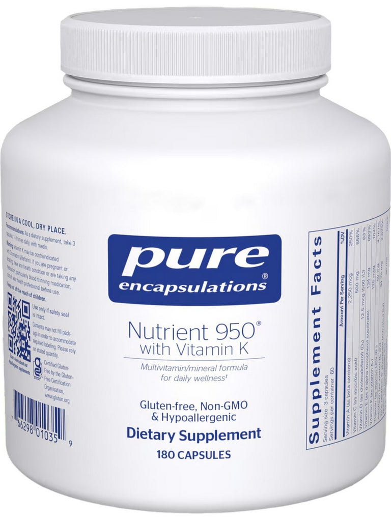 Pure Encapsulations, Nutrient 950 with Vitamin K, 180 vcaps