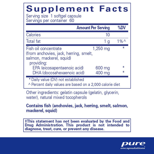 Pure Encapsulations, ONE Omega, 60 Softgel Capsules