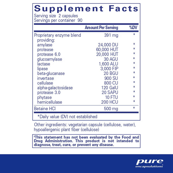 Pure Encapsulations, Digestive Enzymes Ultra with Betaine HCl, 180 Capsules
