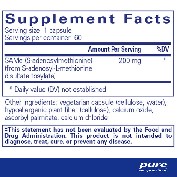 Pure Encapsulations, SAMe (S-Adenosylmethionine), 60 Capsules